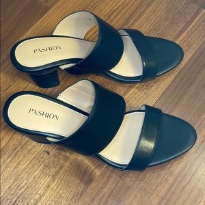 Pashion black convertible 3in block heels